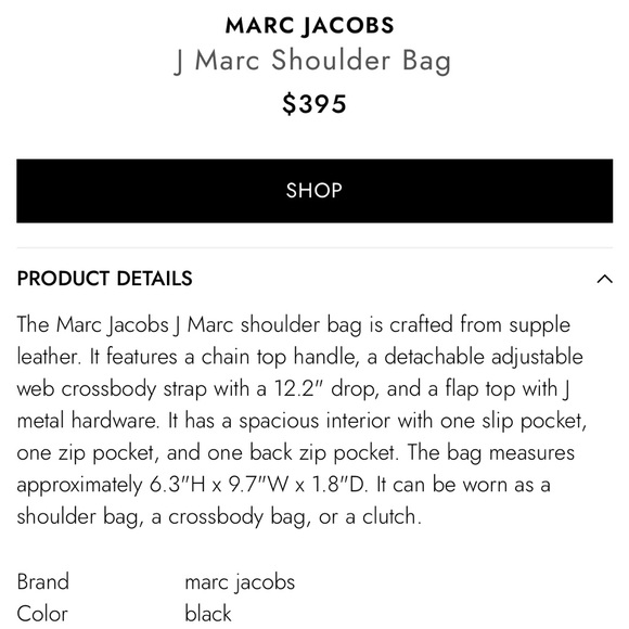 Marc Jacobs J Black Leather Crossbody Bag with gold chain - Picture 3 of 8